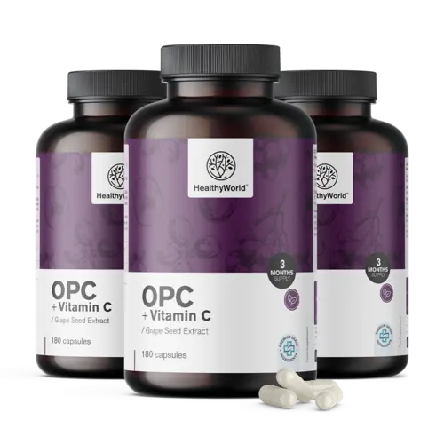 3x OPC – от гроздови семки + витамин С, общо 540 капсули