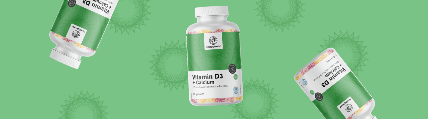 3x Витамин D3 + Калций, общо 180 гумени бонбона - HealthyWorld.bg
