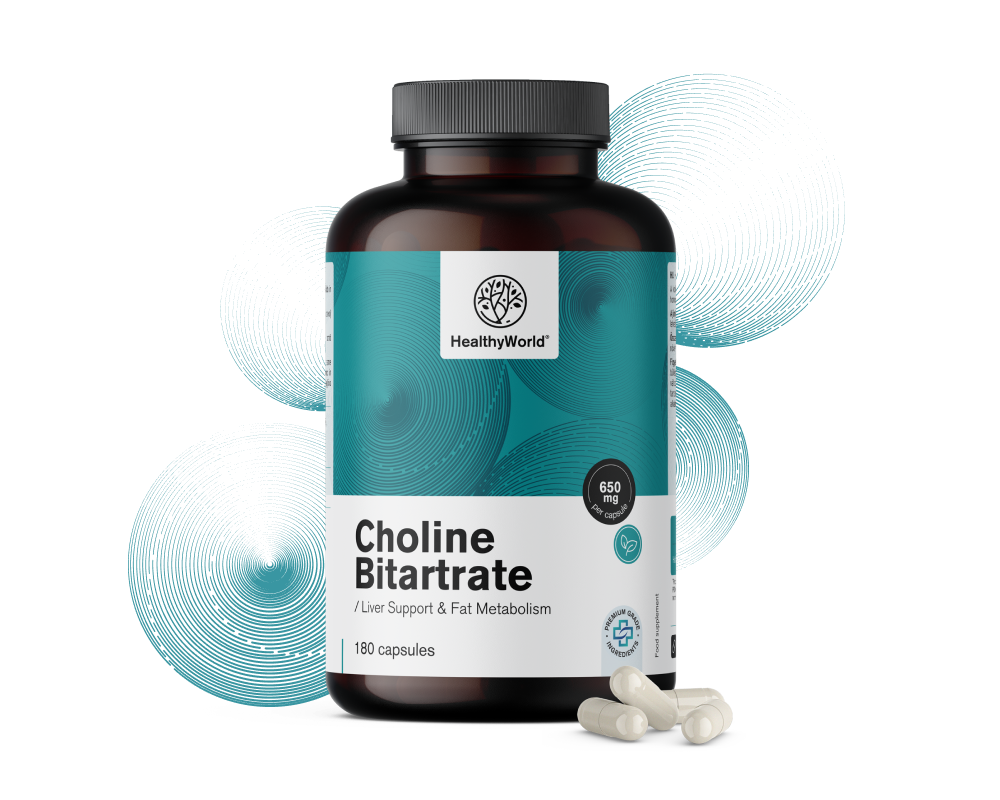 Холин битартрат 650 мг, 180 капсули - HealthyWorld.bg