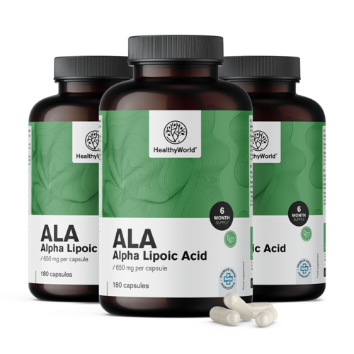 3x ALA – алфа липоева киселина 650 мг, общо 540 капсули